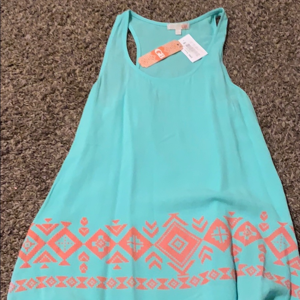 Razor back blue/mint tribal tank